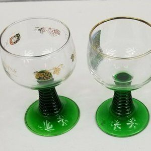 3 Goblets Schmit Sohne Gold Script German Green